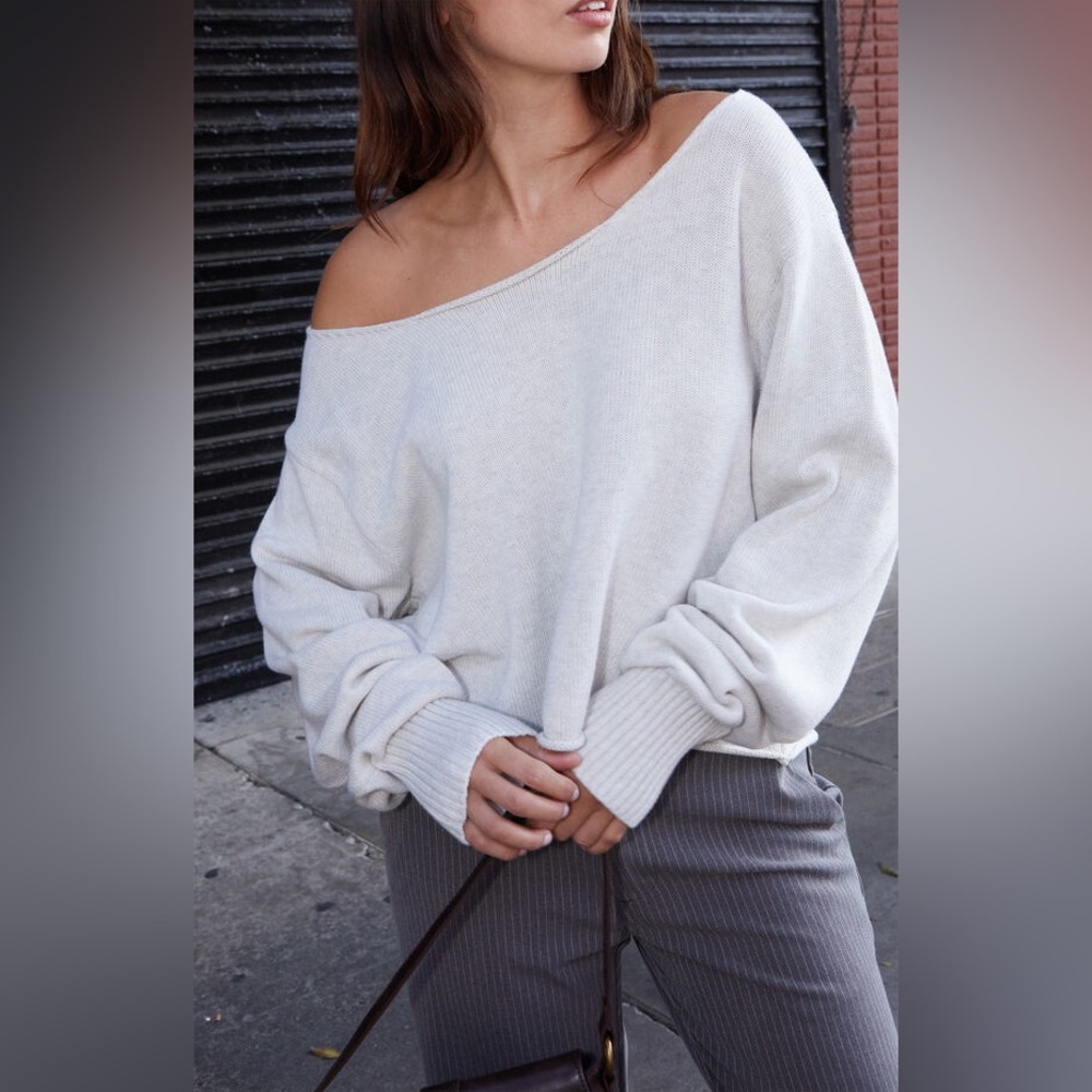 Brandy Melville John Galt grey off shoulder sweater